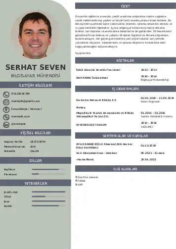 Bilgisayar Mühendisi CV Örnekleri cv indir